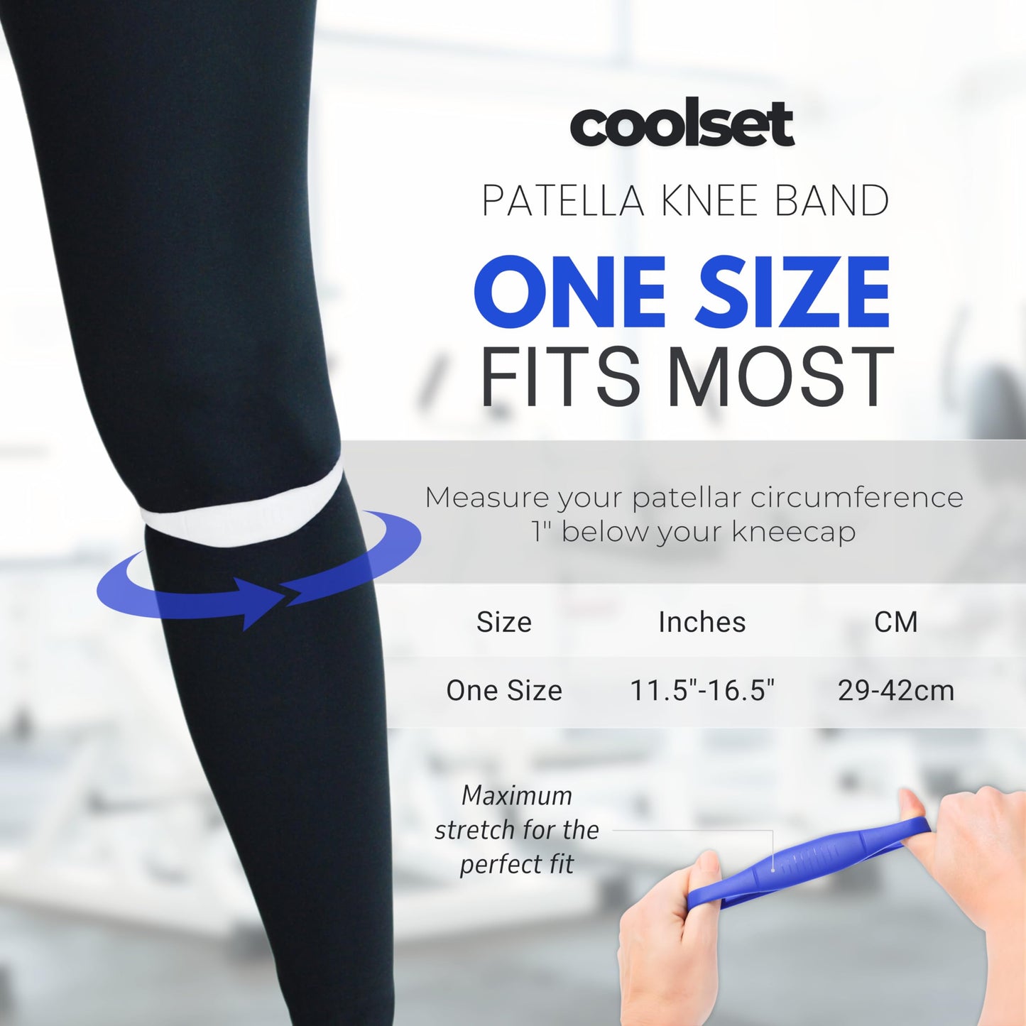 COOLSET Patella Band Knee Strap - 2 Pack Patellar Tendon Support Strap for Knee Pain Relief - Non-Slip Knee Brace for Jumper’s Knee, Tendonitis, Basketball, Running - Men, Women, Youth w/ Travel Bag (Gray)