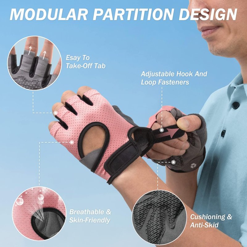 Freedom Workout Gloves - Fingerless Weight Lifting Gloves for Powerlifting | Unisex, Curved Open Back Design
