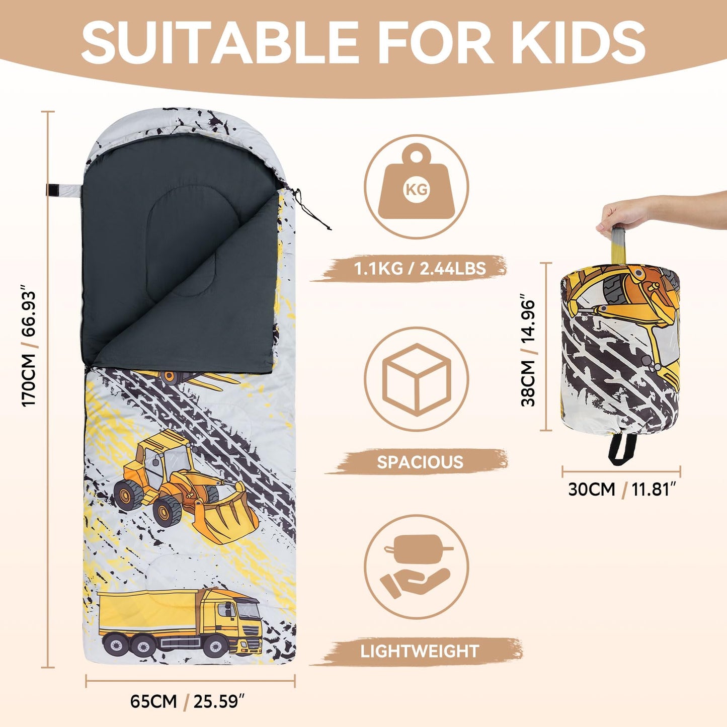 Kids Sleeping Bag for Camping - Lightweight 3 Season Child Backpacking Sleeping Bag for Girls and Boys, Waterproof Compact Youth Camping Gear for Outdoor by Croosseoutdoors