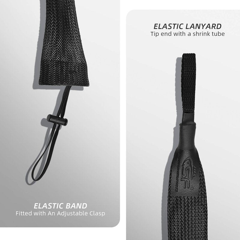 Fishing Casting Rod Socks - Braided Mesh Sleeve Protector for 7.5 FT Rods | Black, 2 Pack