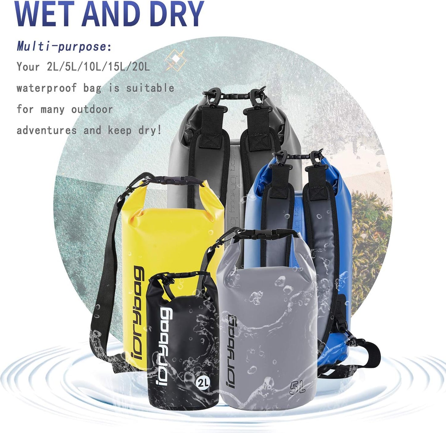 Dry Bag for Kayaking - Waterproof Storage Sack | Available in 2L, 5L, 10L, 15L, 20L