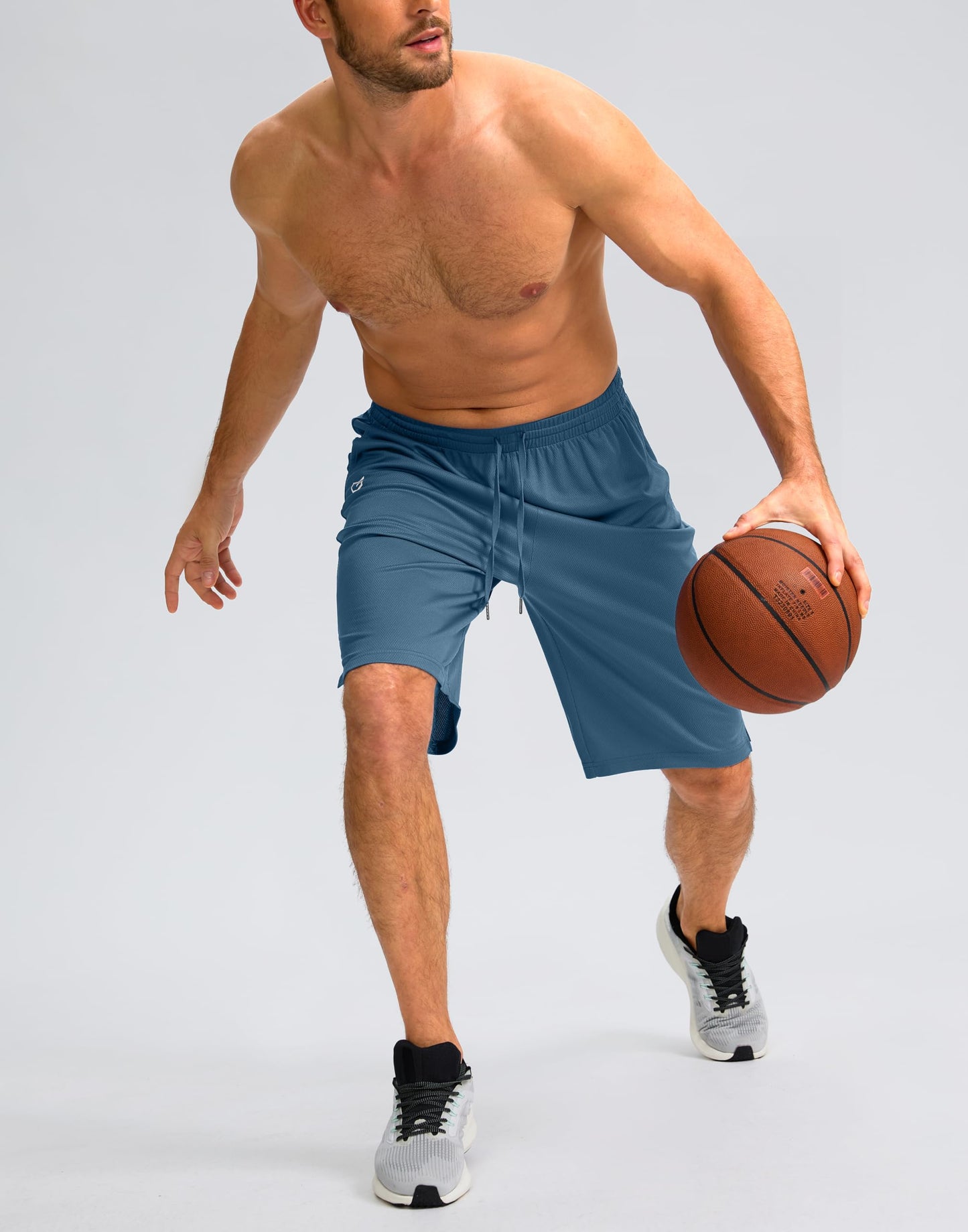 G Gradual Men's Athletic Shorts with Pockets 9" / 11" Long Basketball Shorts Lightweight Quick Dry Gym Workout Shorts for Men(Dusty Blue,XXXL)