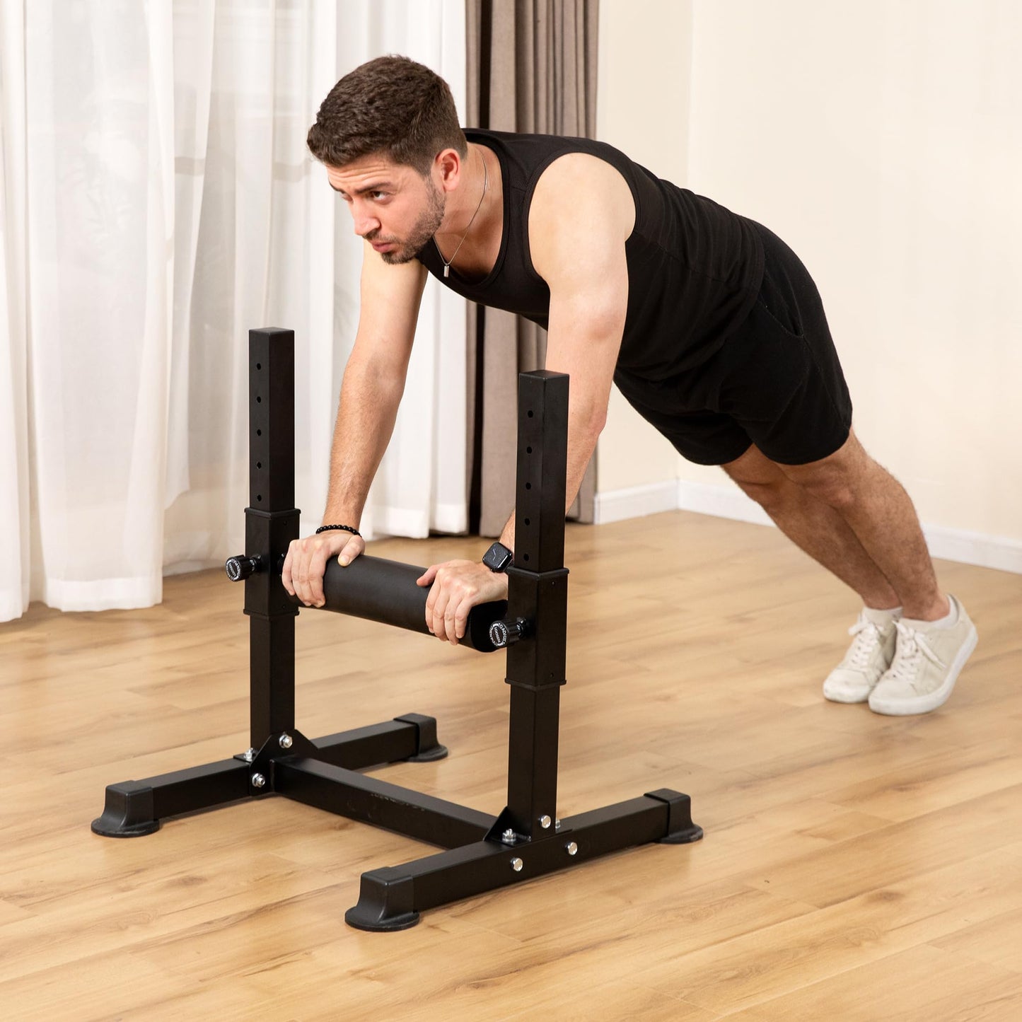 Cofiyard Bulgarian Split Squat Stand, Single Leg Squat Roller with 8 Adjustable Roller Heights, One Leg Squat Stand, Lower Body Workout Machine Home Gym