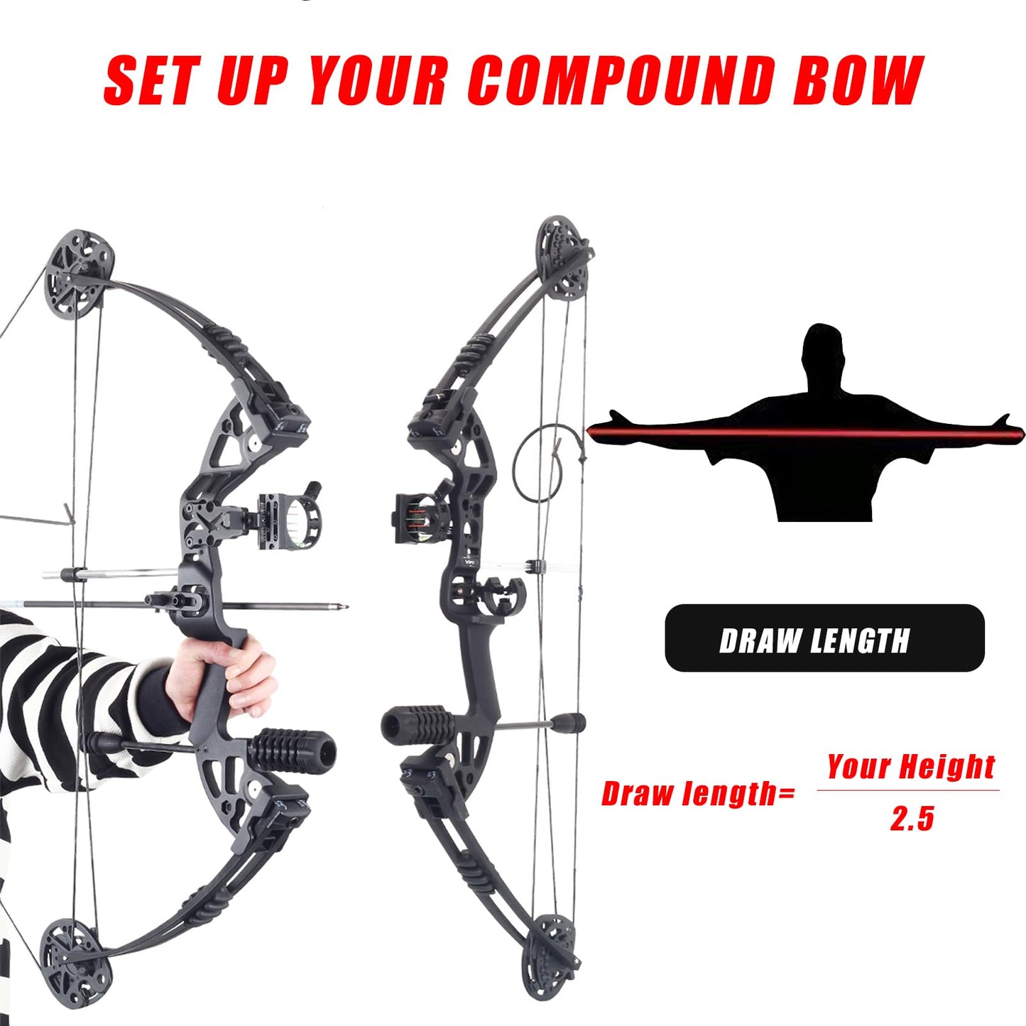 SOPOGER Compound Bows - Adult Beginner Set, 30-60 Lbs Draw Weight, Dual Cam System for Hunting