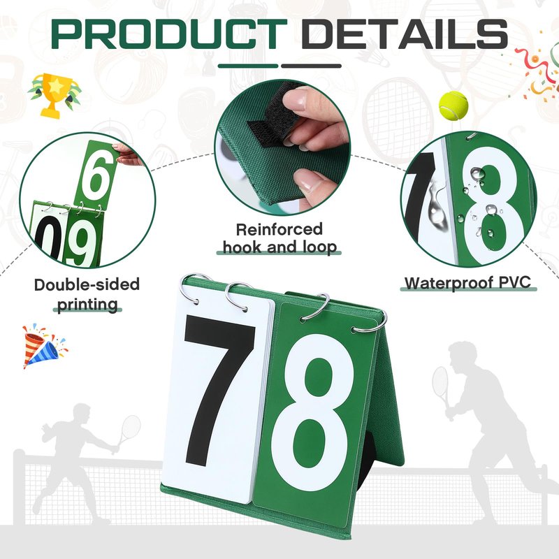 Sonwyoung 1 Pack Over Net Tennis Score Keeper Flip Scoreboards Portable for Volleyball Basketball Coaching Tennis Outdoor (Numbers 0-9,Green)