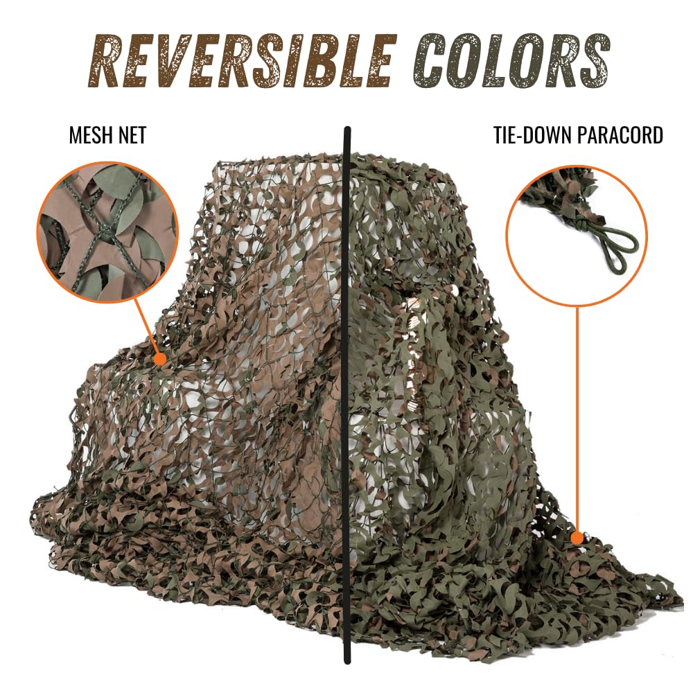 CamoSystems Premium Series Camouflage Military Spec Net with Mesh Netting Attached, Large, 9'10" x 19'8", Original Camo - Green/Brown