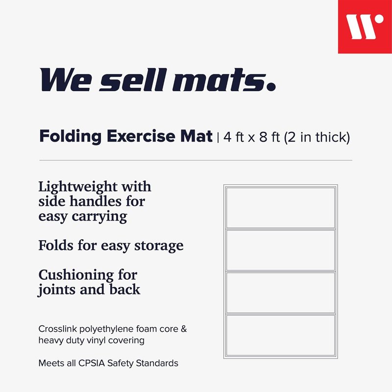 Premium Fitness & Exercise Mat - 4 ft x 8 ft x 2 in | Lightweight, Foldable Home Gym Mat for Yoga & Pilates