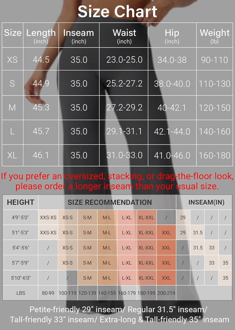 High Waist Yoga Pants - Women's No Front Seam Straight Leggings | Buttery Soft & Comfortable, Available in 29", 31.5", 33", 35"