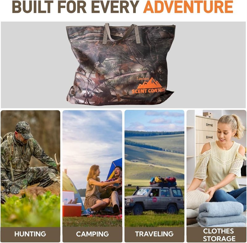 Scent Control Bag - Large 33x25 Inch Waterproof Scent Proof Storage for Hunting Gear | Leaf Camouflage