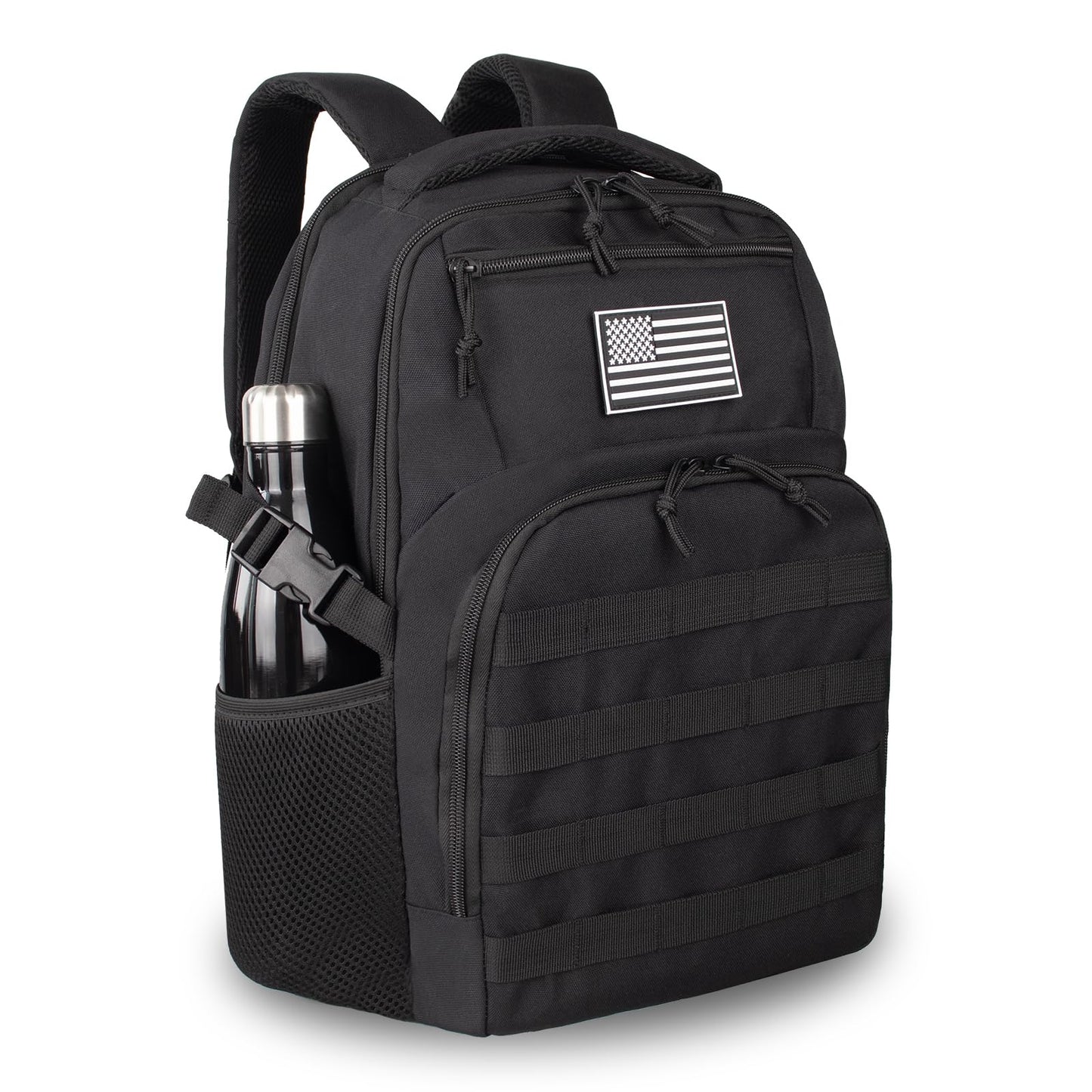 TBNBO Military Tactical Backpack for Travel Hiking,Black Backpack for Men with Bottle Holder, 30L Small Laptop Backpack for Work, Men's Assault Bag Back Pack