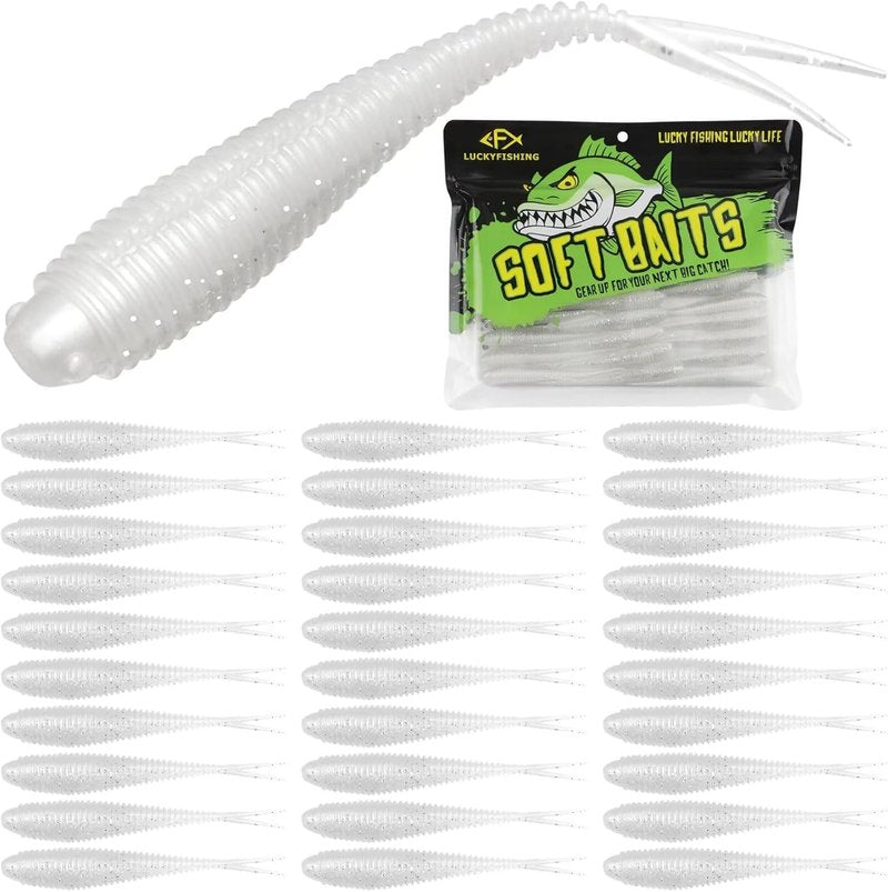 Soft Plastic Fishing Baits - 20/30/40PCS Forked Tail Lures for Bass, Walleye, Trout | 3in/3.5in/4in Sizes