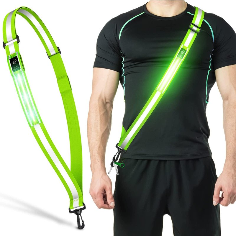 GEESTONE LED Reflective Belt Sash Walking Gear, Reflective Vest Running Gear USB Rechargeable LED Light Up Vest High Visibility Safety Lights for Walkers at Night for Men Women Night Dog Walking Gear