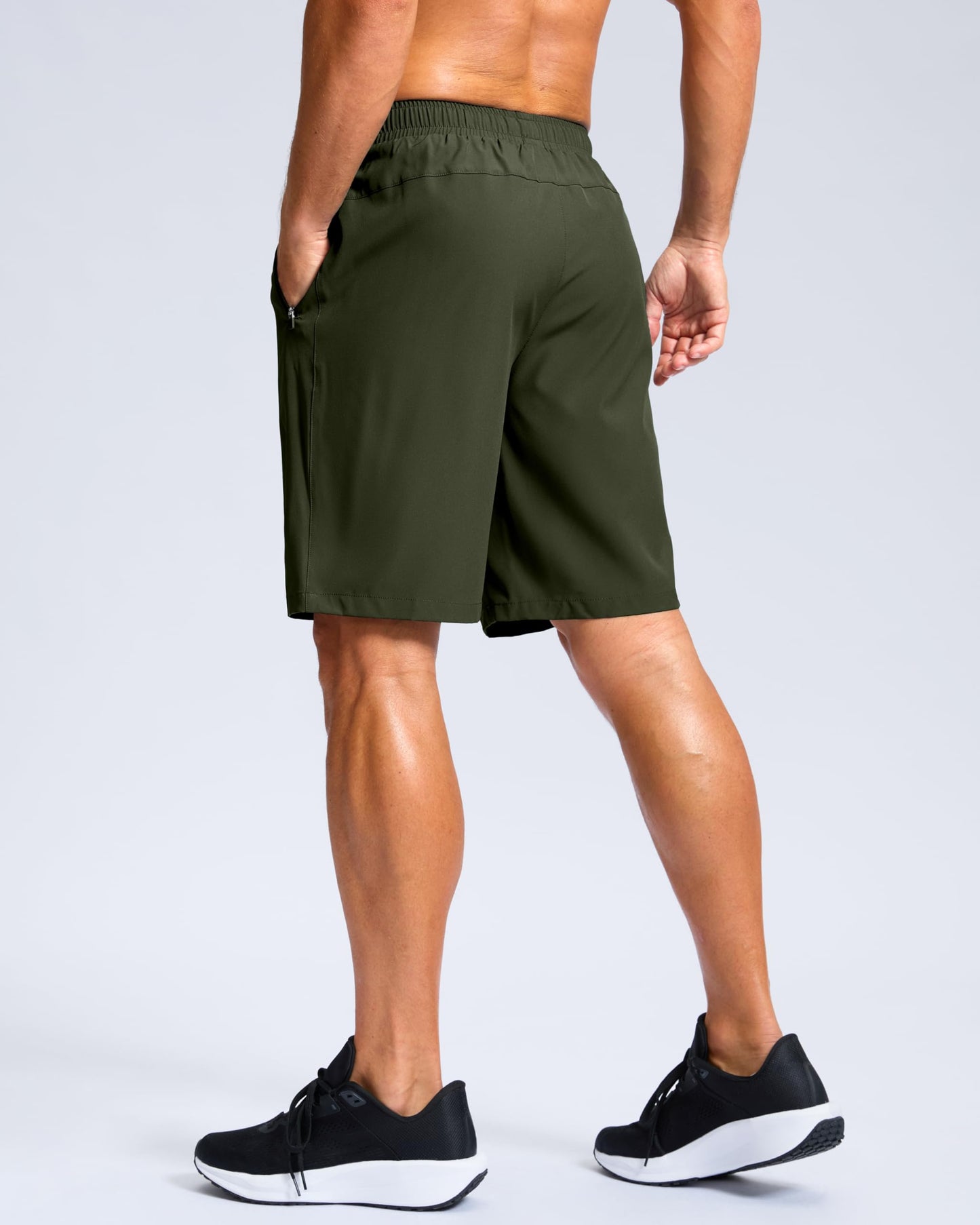G Gradual Men's Athletic Running Shorts with Zipper Pockets Quick Dry 7"/ 5"/ 9" Workout Gym Shorts for Basketball Hiking(Olive,9S)