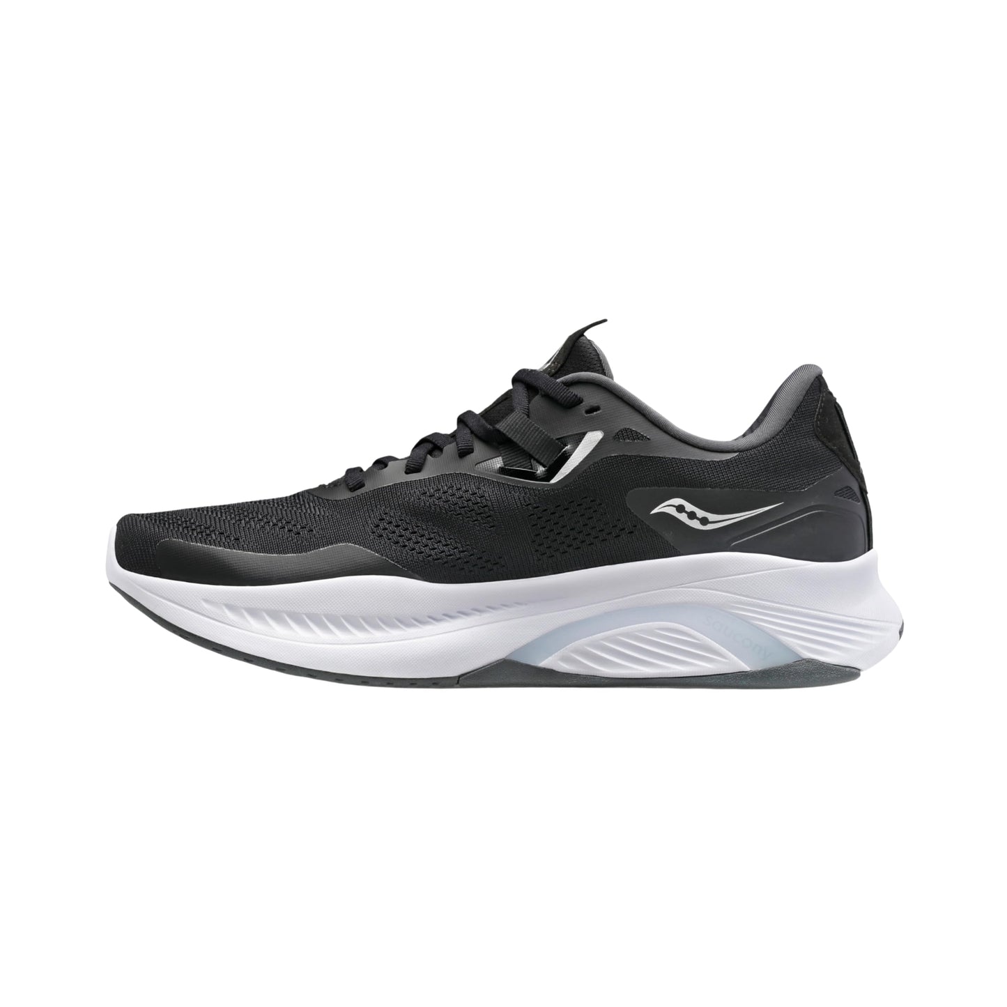 Saucony Women's Guide 15 Running Shoe, Black/White, 6