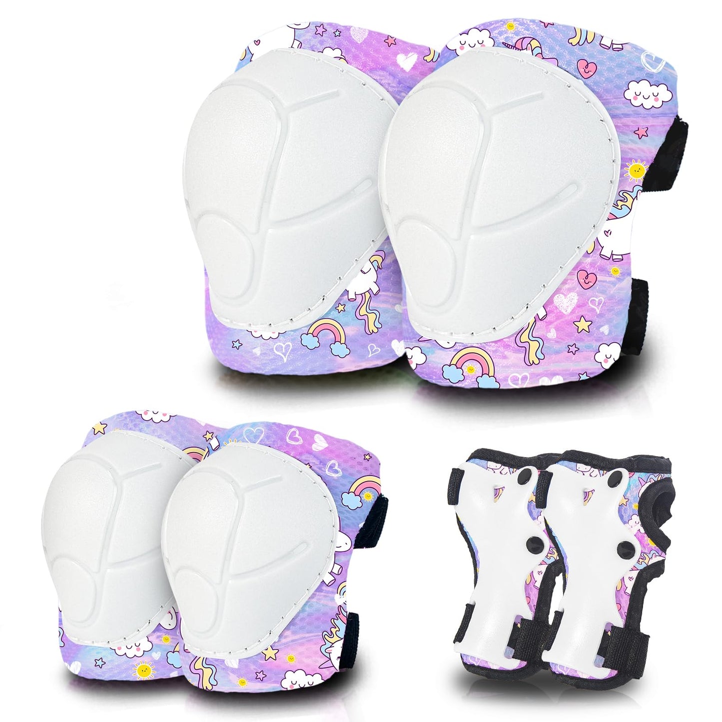JeeFree Skateboard Pads Kids/Youth/Adult Shield Elbow Pads and Wrist Guards Protective Gear,Strong Double Straps&Adjustable Easy-Fix Clips for Skateboarding,Rollerblading,ScooterRoller,Skating,Bicycle