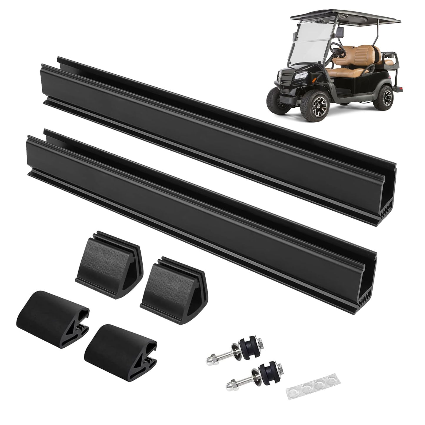 Golf Cart Windshield Clip Set for Club Car Precedent Fit for 1"x1" Tube OEM#101444101,102005801 Include 12.6" Windshield Sash Clips, Windshield Retaining Clips, Windshield Bottom