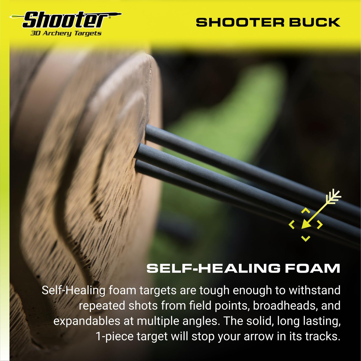 SHOOTER Buck 3D Archery Target, 48” Tall, Replaceable Insert for Long Life, Weather-Resistant Construction, High-Density Impact-Response Foam Withstands Field Points, Broadheads, and Expandables