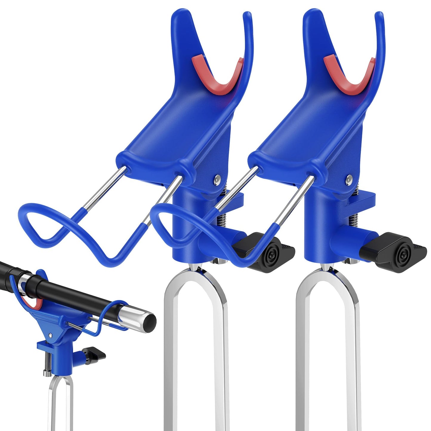 DZrudun Fishing Rod Holder for Ground, Fishing Pole Holders for Ground 2PCS, Rod Holders for Bank Fishing with Long Drill Stake Rod Stand for Shore, Beach, Mud, Catfish, Gift for Men, 360° Adjustable