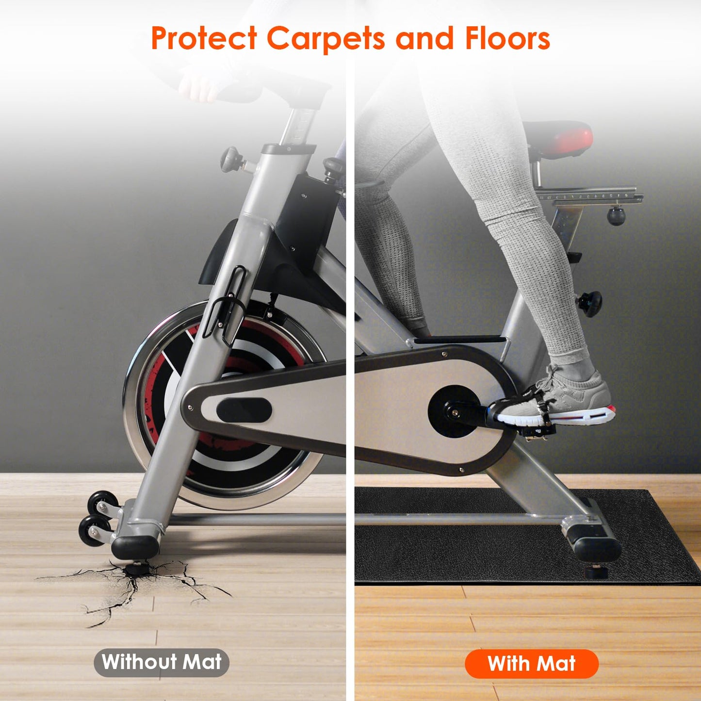 Exercise Equipment Mat, Orealla Foldable Treadmill Mat Fitness Exercise Bike Mats 51.18"x23.82" Waterproof Non-Slip for Home Gym Workout Floor Protector