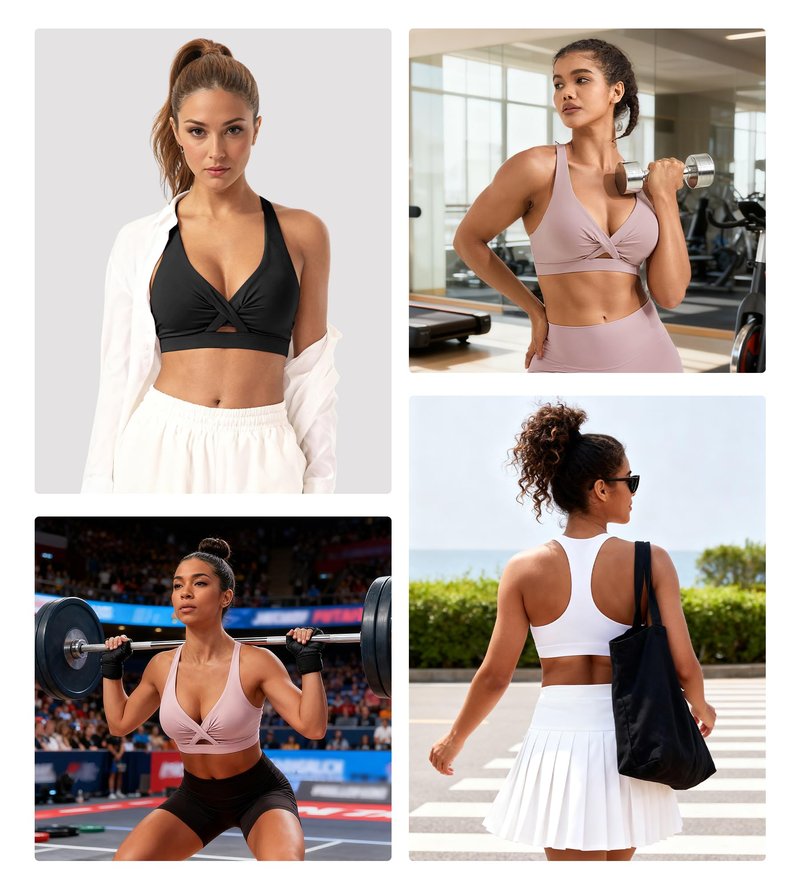 Sports Bras for Women High Support Workout High Impact Push Up Sports Bra Supportive Padded Racerback Bras for Women Gym Yoga Top Black Sports Bra, Black, L