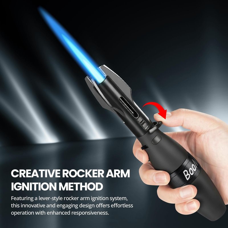 CHOICEDC Torch Lighter, Bright Fire Cool Blazara Lighters with Safety Lock, Funny Spinning Wheel, Refillable Butane Torch, Windproof Adjustable Jet Flame Lightsaber Lighters for Candles BBQ Cooking