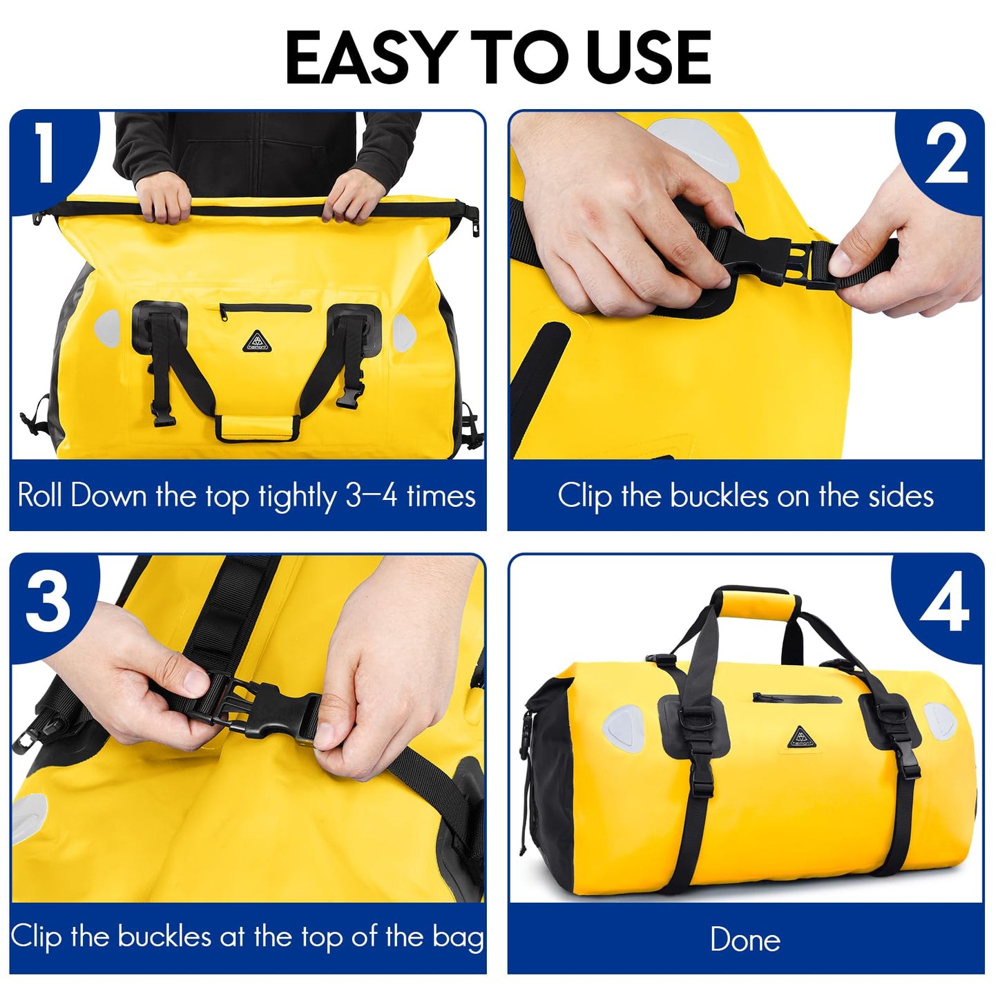 Haimont Waterproof Duffel Bag Roll-top Dry Duffel Bag with Quick-fixed Straps for Motorcycling, Rafting, Boating, SUP, Kayaking, Travel,70L