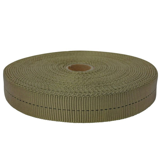 GM CLIMBING 1 inch MIL-W-5625 Nylon Tubular Webbing Milspecs 4000Lbs Durable for Outdoor Tactical Parachute Rescue Survival Tie Down 1 inch x 30Ft / 10 Yards Tan 499