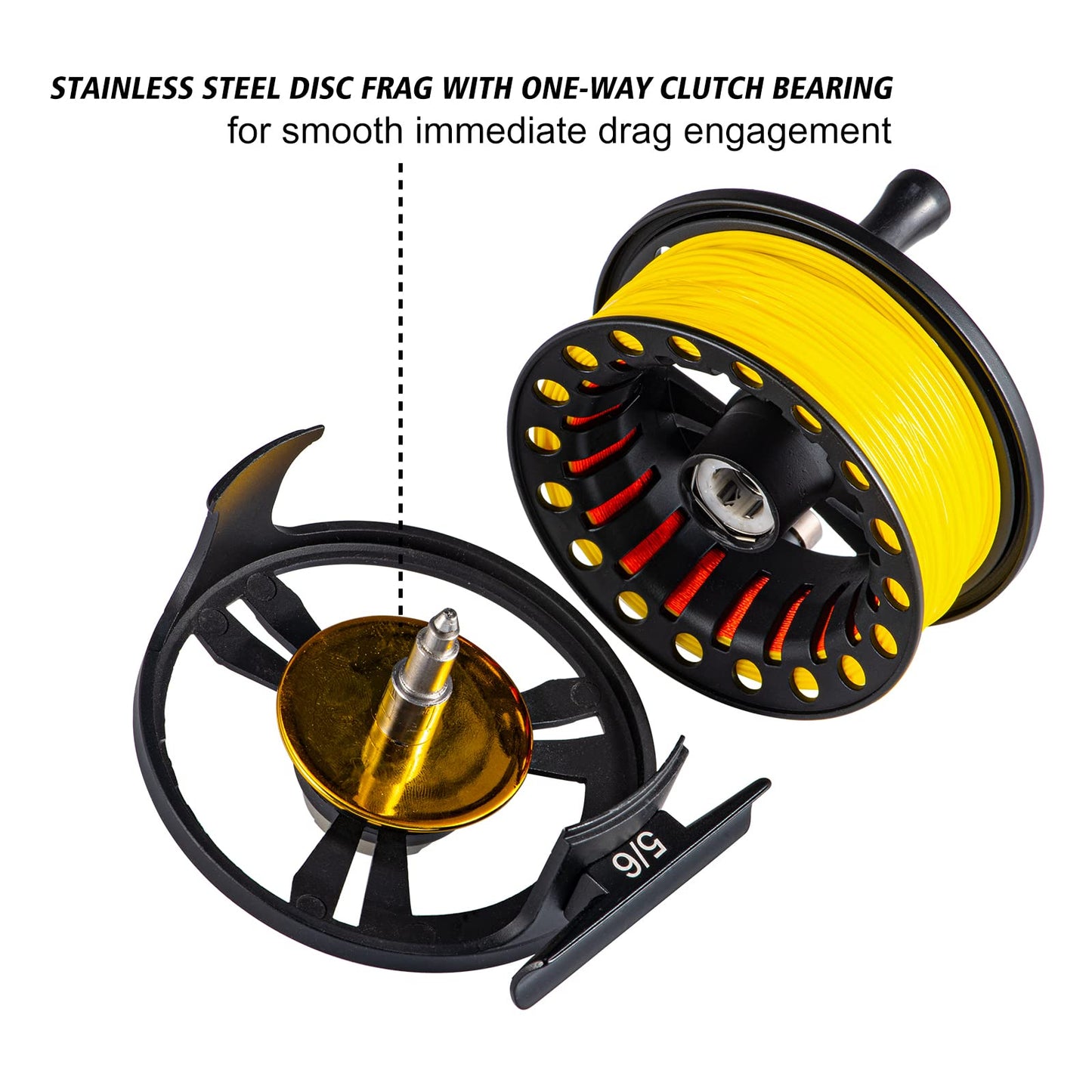Goture Fly Fishing Reel 3/4 5/6 7/8 9/10WT Large Arbor Die Casting Fly Reel with Line Combo 2+1BB Aluminum Alloy Bass Trout Fly Reels