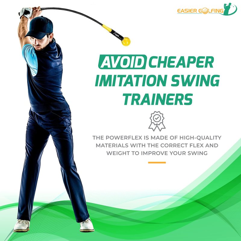 Delara Goods PowerFlex Golf Swing Trainer - Golf Whip Weighted Swing Aid Improves Distance, Speed & Consistency, Golf Training Stick, Warm Up Swing Stick for Tempo and Swing Plane