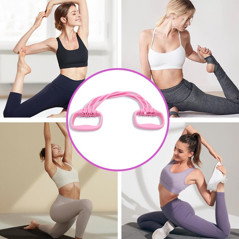 VKSG Resistance Bands with Handles for Women 15-90LBS- 6 Tube Adjustable Silicone Exercise Bands Set for Arm Back Exercise, Stretch Bands for Yoga, Pilates, Strength Training(Pink)