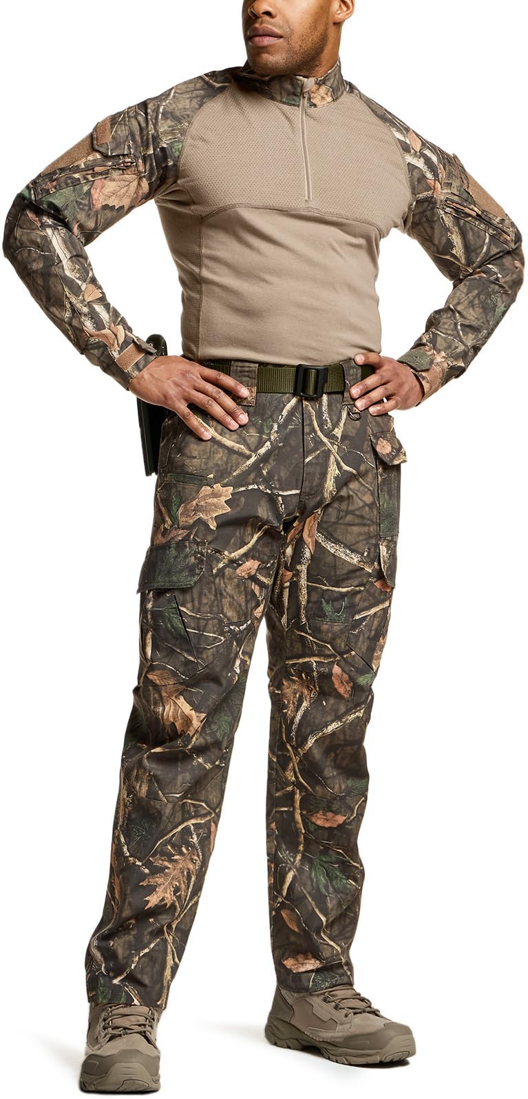 CQR Men's Tactical Pants, Water Resistant Ripstop Cargo Pants, Lightweight EDC Work Hiking Pants, Outdoor Apparel, Duratex Mag Pocket Print Hunting Camo, 36W x 34L
