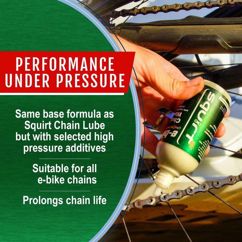 Squirt E-Bike Chain Wax 120 ml with High-Pressure Additives for E-Bikes - Ebike Lubricant for Wet & Dry Conditions - Electric Bike Chain Lube Reduces Noise & Friction - Ebike Accessories