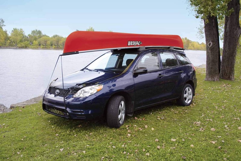 Pelican Universal Canoe Car Top Roof Carrier Kit - Fits Vehicles - Heavy Duty and Safe - One Size - Charcoal/Black