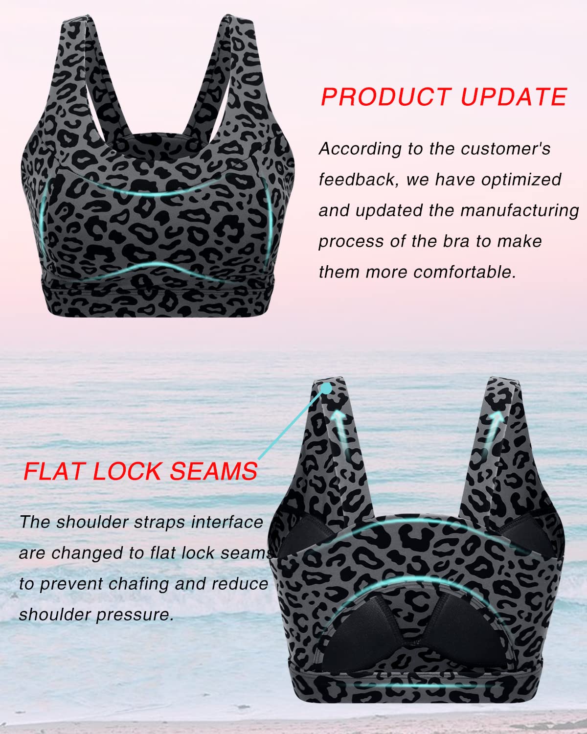 RUNNING GIRL High Impact Sports Bras for Women,Racerback Bra Workout Crop Tops for Women(WX2667 Leopard Print,XXL)