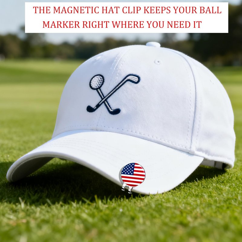 WIGERLON Golf Divot Tool and Ball Marker Set,Divot Repair Tool with Ball Marker(1pcs Divot Tool,2 Set Golf Hat Clip with Enamel Magnetic Ball Marker)