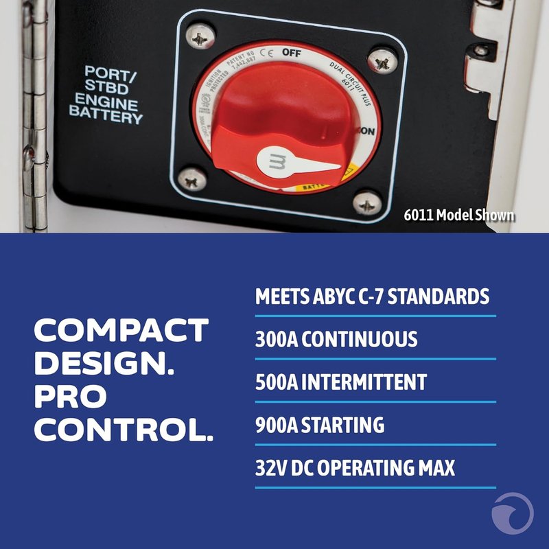 Blue Sea Systems Mini Battery Switch - 3-Position, Red | Durable 6008 m-Series Design
