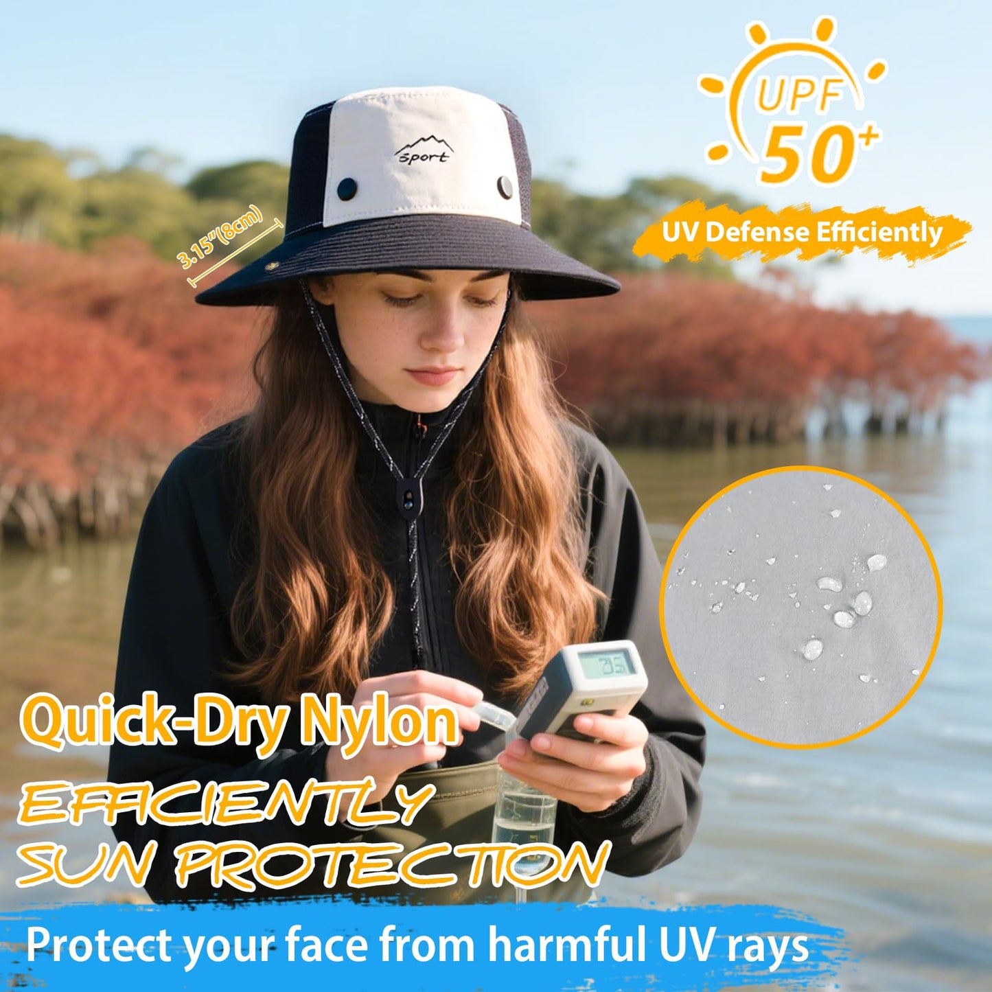 ZOORON Sun Hats for Teens Men Women Waterproof Fishing Hat UPF 50+ Bucket Hat Quick Dry Safari Hat for Beach Hiking Garden