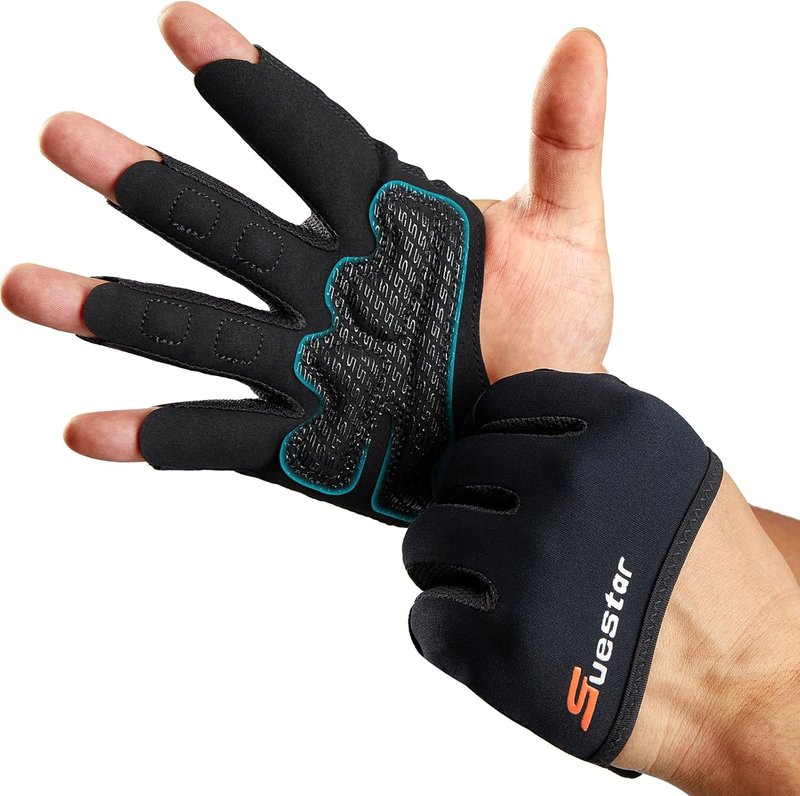 SueStar Weight Lifting Gloves - 3/4 Finger Workout Gloves for Men & Women | Full Palm Protection & Silicone Grip