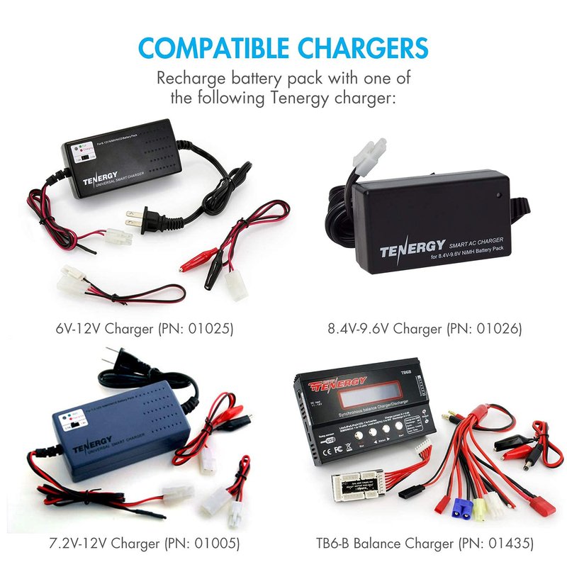Tenergy RC Battery Charger and 9.6V NiMH 1600mAh Rechargeable Butterfly Battery Pack with Mini Tamiya Connector for AEGs