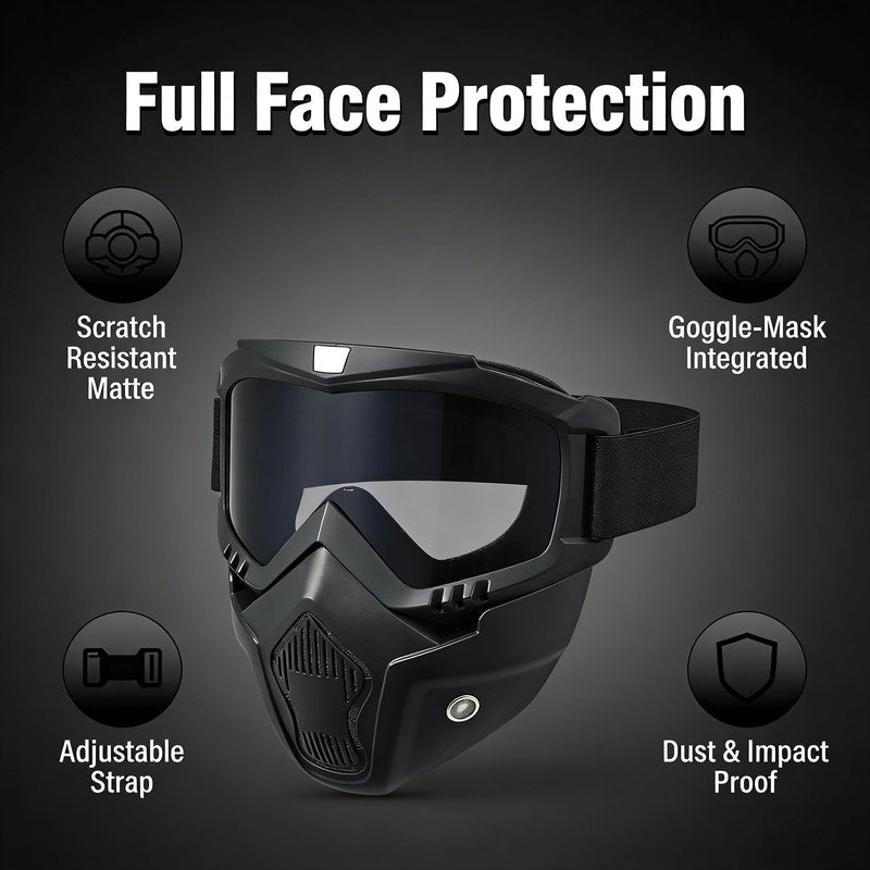 Paintball Mask Anti Fog, Full Face Tactical Mask Goggles Detachable for Motorcycle Cycling Skiing Halloween CS Game Cosplay (Black)