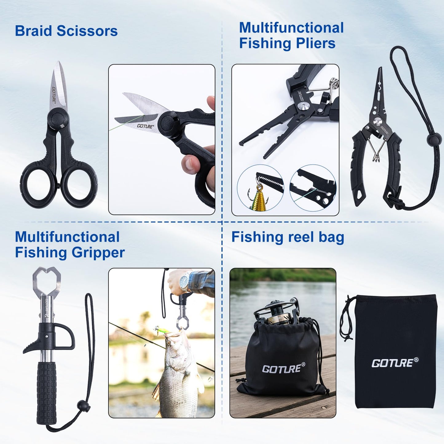Goture Fishing Rod and Reel Combo - A - 7FT Carbon Fiber Telescopic Fishing Pole - 1 Rod & 1 Reel with Fishing Tackle Travel case