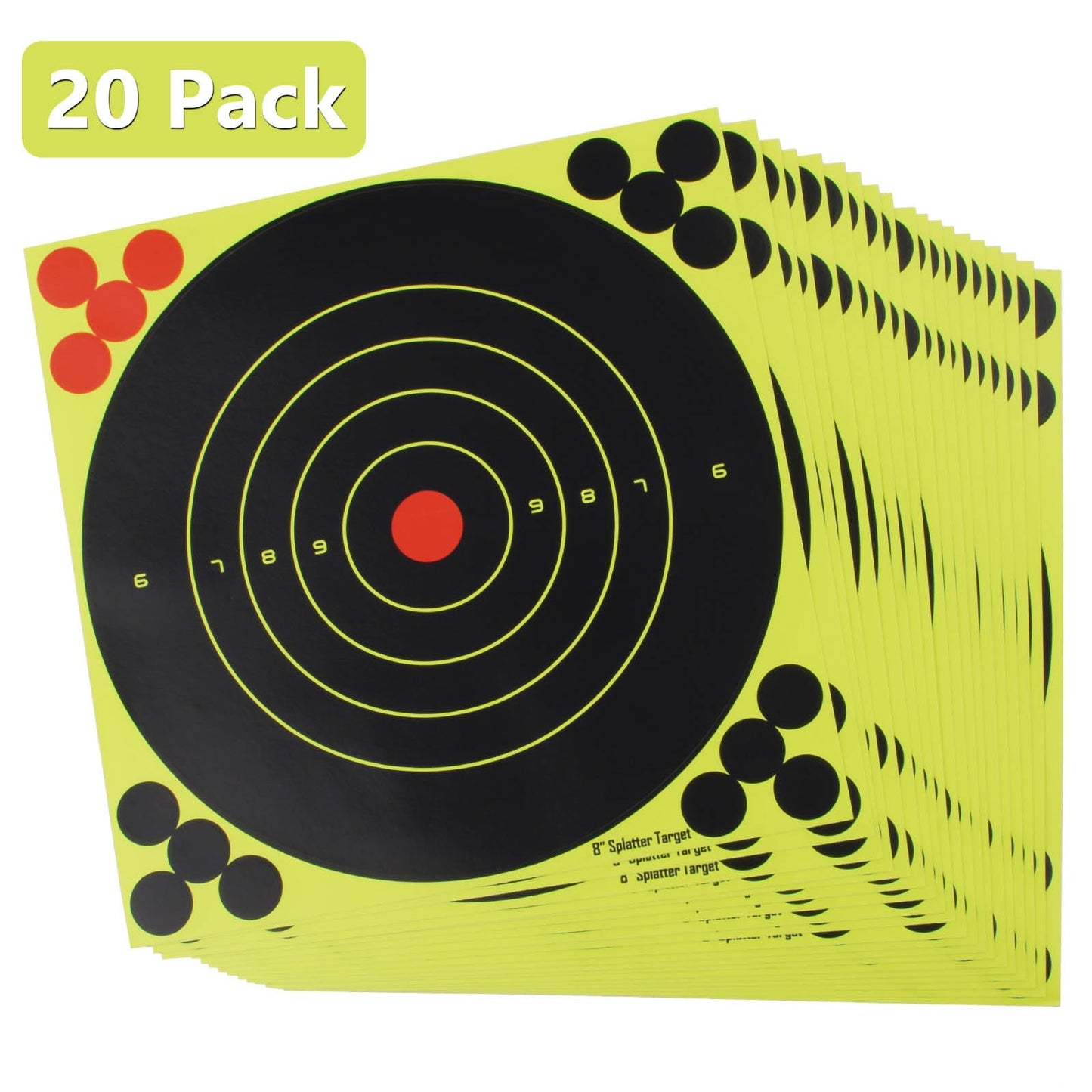 SKLK-SEL 8 Inch Splatter Targets, Adhesive Shooting Target Stickers with Yellow Effect for BB Gun, Pellet Gun, Airsoft, Pistol, Rifle Shooting Practice-20PCS
