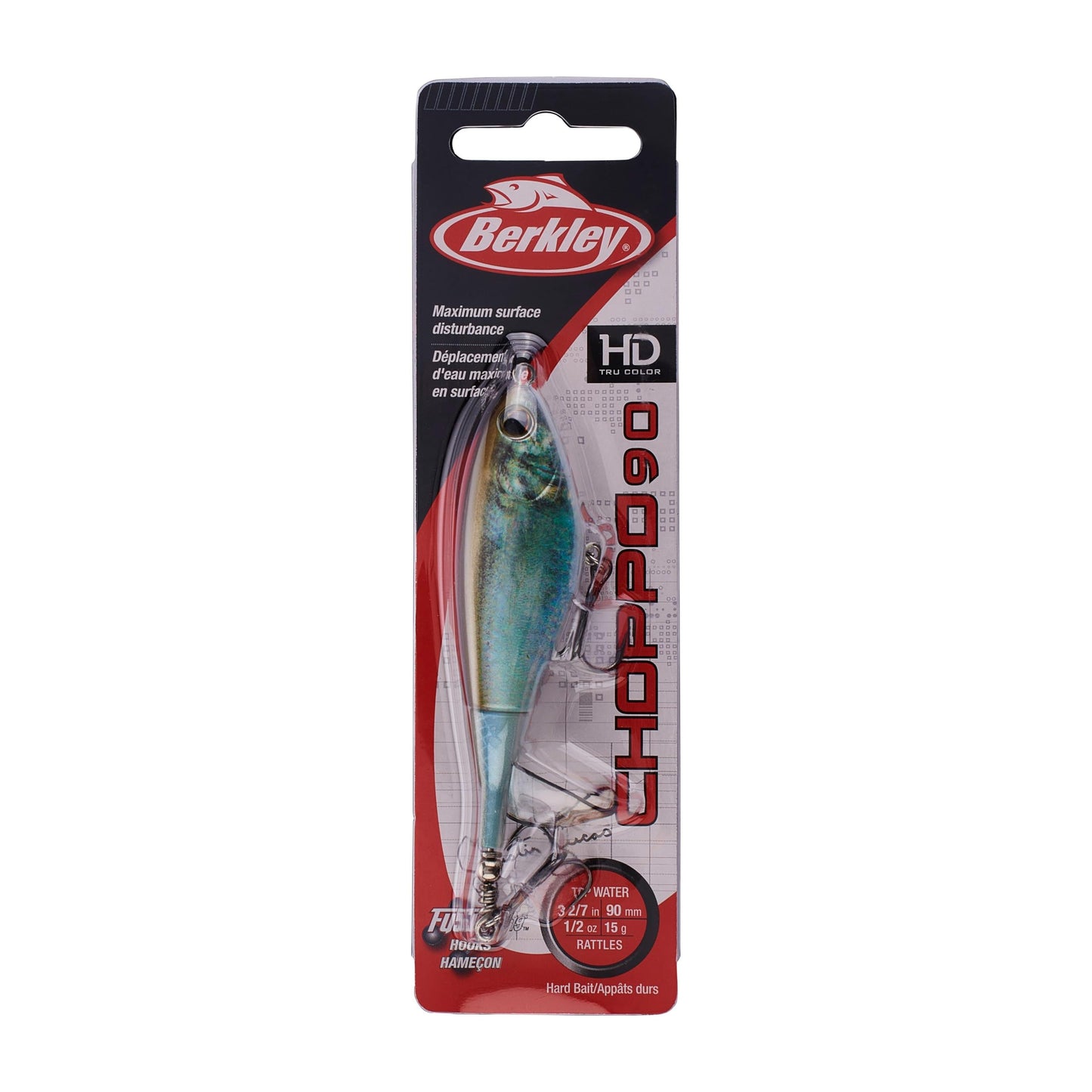 Berkley Choppo Topwater Fishing Lure, HD Blueback Herring, Size 75, Cupped Propeller Tail for Balance of Sound and Spray, Equipped with Sharp Fusion19™ Hook