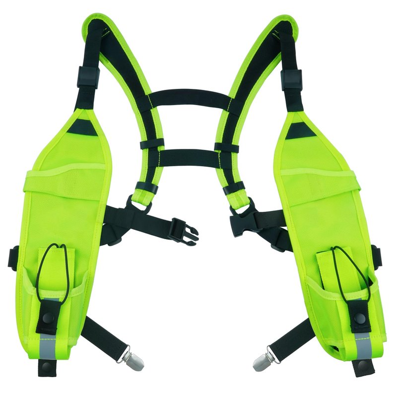 KUNN Radio Harness with Chest Buckle, Double Shoulder Holder for Walkie Talkie, Universal Holster for Police, Lime