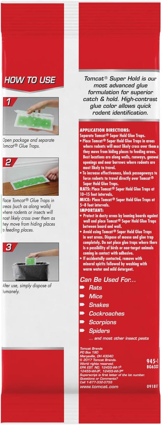 Tomcat Super Hold Glue Traps - Effective Rat & Mouse Control | Ready-to-Use, 2 Traps