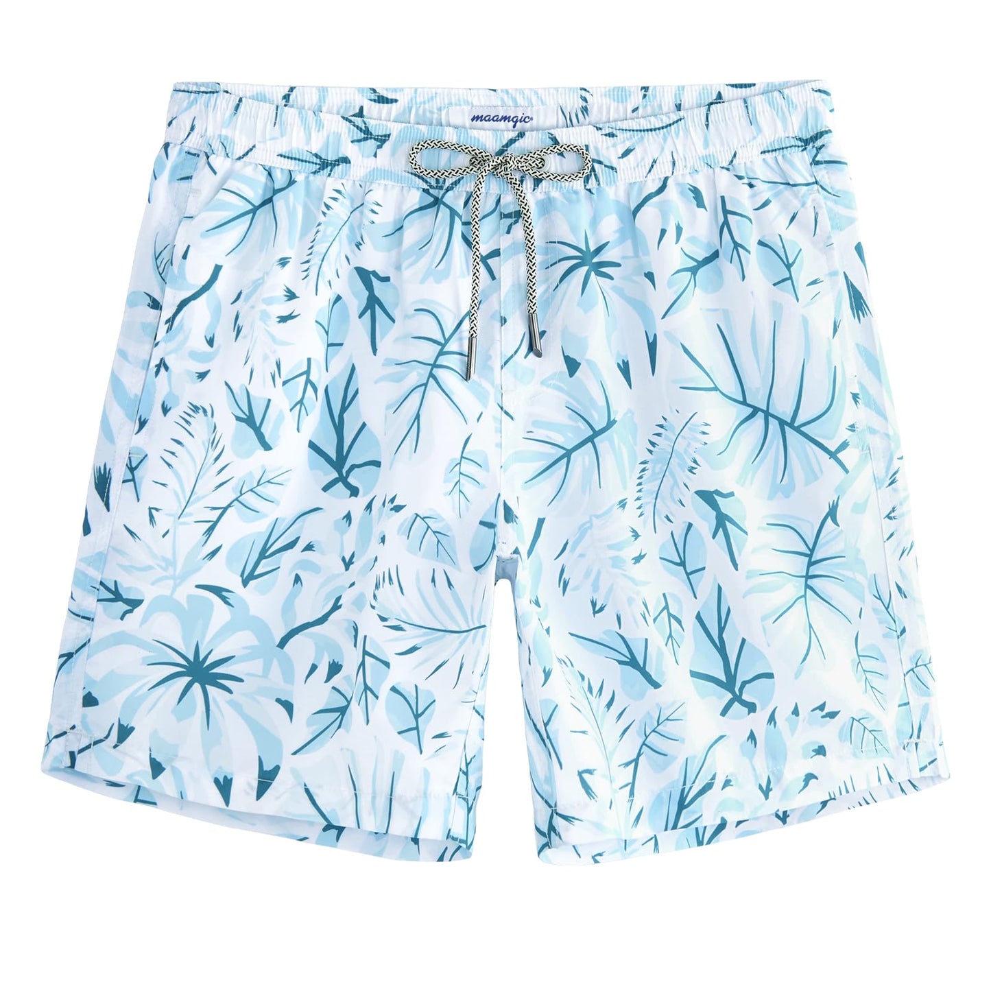 maamgic Mens Swim Trunks Quick Dry Swim Shorts with Mesh Lining Funny Swimwear Bathing Suits 7inch Veined Leaves Blue Small