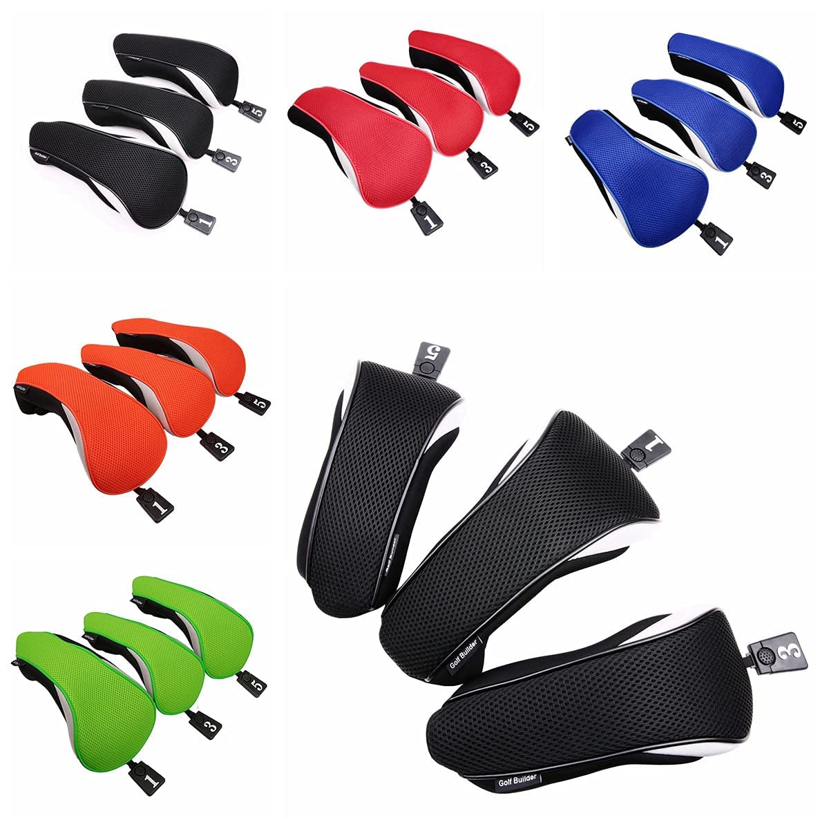 3pcs/Set New Driver # 1 3 5 Fairway Wood Cover Golf Club Headcover (Blue)