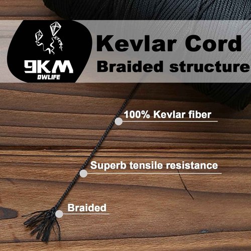 9KM DWLIFE Black Braided Kevlar Cord, 500-1500lb, Heavy Duty Huge Kite String, Model Rocket, Paracord, Fishing Assist Cord, Camping, Hiking, Outdoor Survival Rope