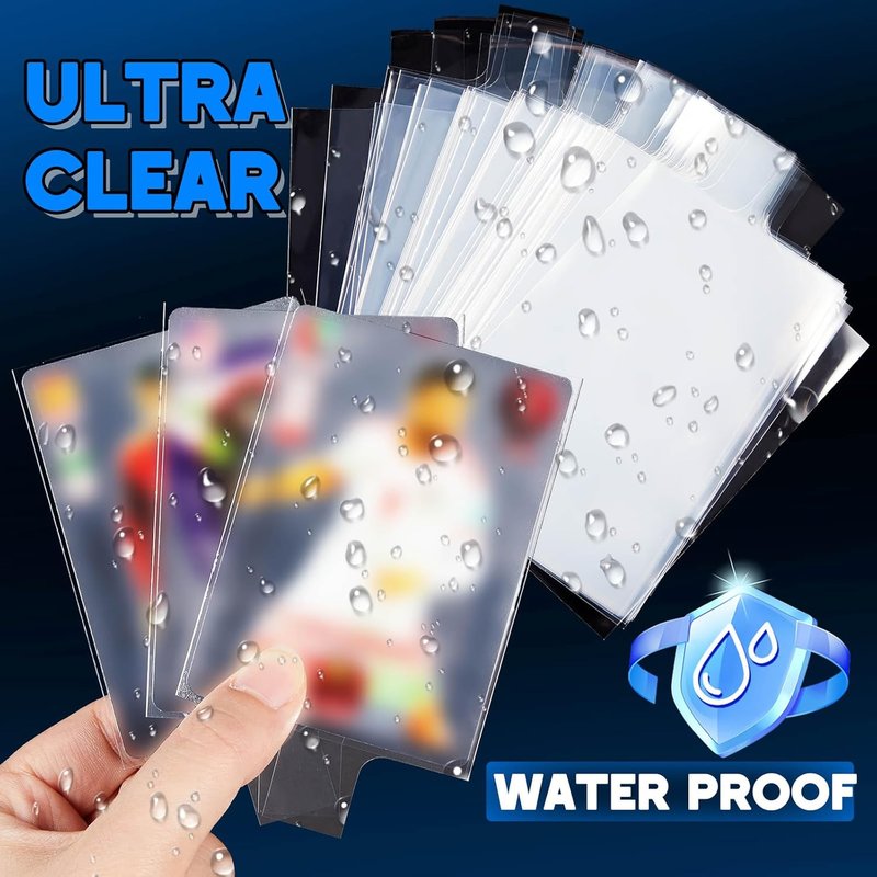 Tabbed Trading Card Sleeves - 500 Pack Holders with Pull Tabs for Grading & Sports Cards