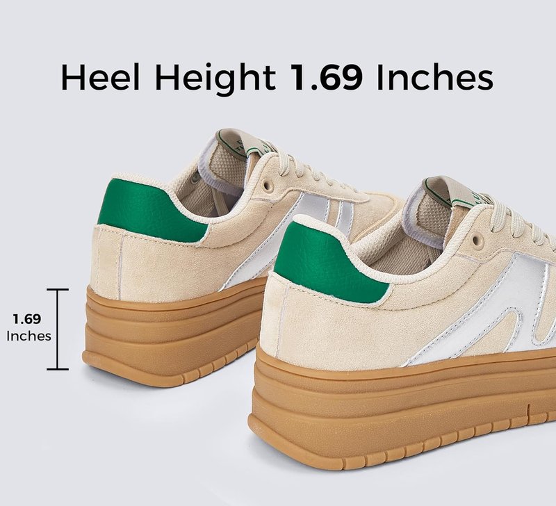 Women's Platform Sneakers - Retro Rubber Low Top Casual Tennis Shoes | Thick Sole Fashion